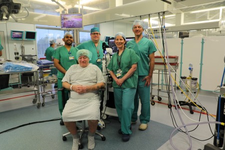 Patient, Alan Brooks with his surgical team at Broadgreen Hospital.JPG
