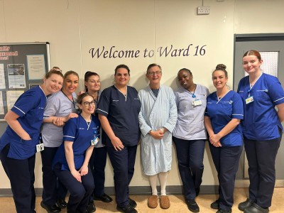 Michael post-op with ward staff