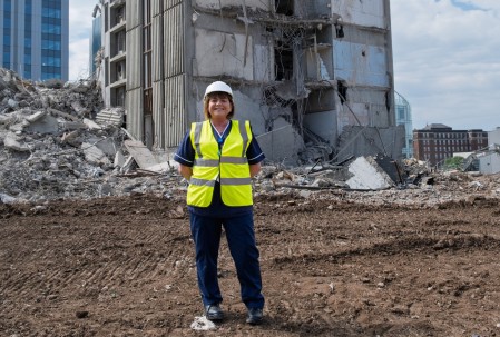 Yvonne Smith on the demolition site of the old Royal