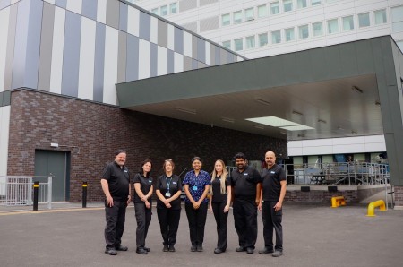 Members of the Catering team at Aintree in front of the new £10m kitchen facility