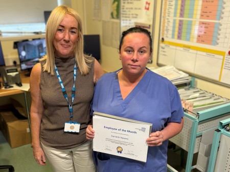 Danielle Stevens, staff nurse at Aintree receives her Employee of the Month award